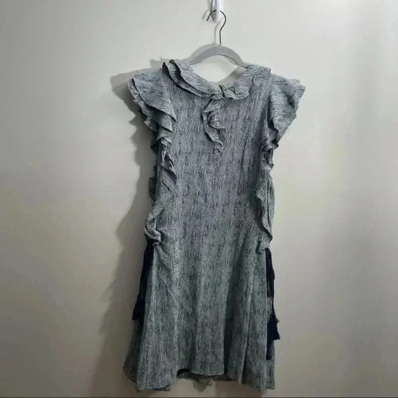 APIECE APART San Rafael Navy Print Ruffle Silk Dress 8 - Picture 4 of 8